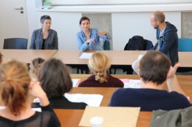 Dr Marie-Claude Vincent, psychiatre et coordonnateur ELIPSES, Céline Barrier, SDAT, thomas papret, assistant social et formateur.