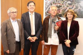 Dr Gérard MILLERET, Président de la CME, Bruno MADELPUECH, Directeur du CHLC Dijon, Dr Jean-Claude GIROD, Chef du Pôle A du CHLC Dijon et Anne-Catherine LOISIER, Sénatrice de Côte-d’Or.