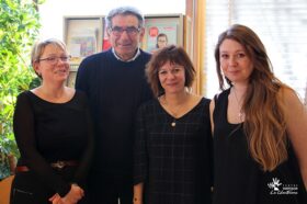 Sylvie Jacquemin, chargée de mission UNAFAM, Michel Lioret, président délégué UNAFAM 21, laure Alexandre-Duband, responsable du Centre de Documentation CHLC et Audrey Ferriez, assistante au Centre de Documentation