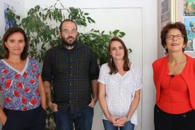 Céline BARRIER (Directrice Appartements de Coordination Thérapeutiques CAT), Philippe BRUN (Médiateur santé pair), Christine JACQUINOT (Administratrice du groupement) et Claire MORICE (Psychiatre).